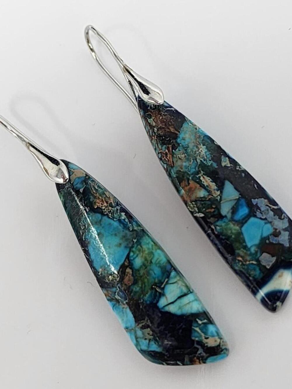 Silver & Blue Jasper Boho Earrings